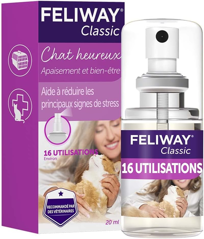 Classic Spray 20 Ml - Phéromones Apaisantes Pour Chats - Apaise Les Chats À La Maison Et Réduit Le Stress Lors Du Transport - Recommandé Par Les Vétérinaires - Scientifiquement Prouvé