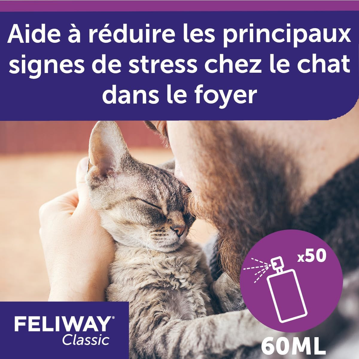 Classic Spray 60 Ml - Phéromones Apaisantes Pour Chats - Apaise Les Chats À La Maison Et Réduit Le Stress Lors Du Transport - Recommandé Par Les Vétérinaires - Scientifiquement Prouvé