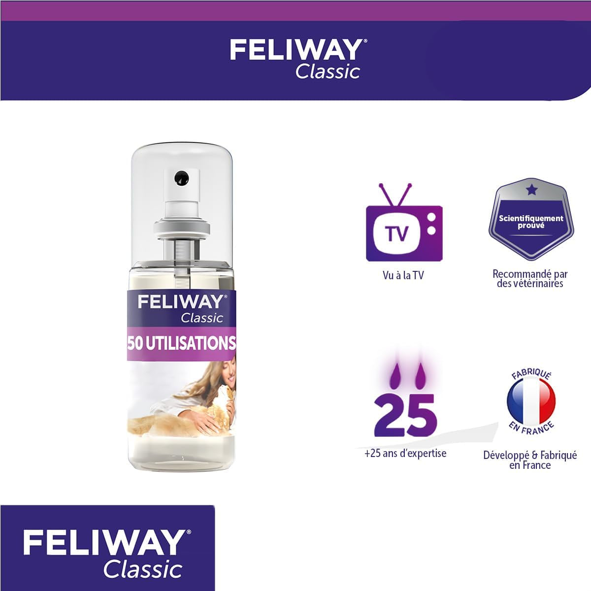 Classic Spray 60 Ml - Phéromones Apaisantes Pour Chats - Apaise Les Chats À La Maison Et Réduit Le Stress Lors Du Transport - Recommandé Par Les Vétérinaires - Scientifiquement Prouvé